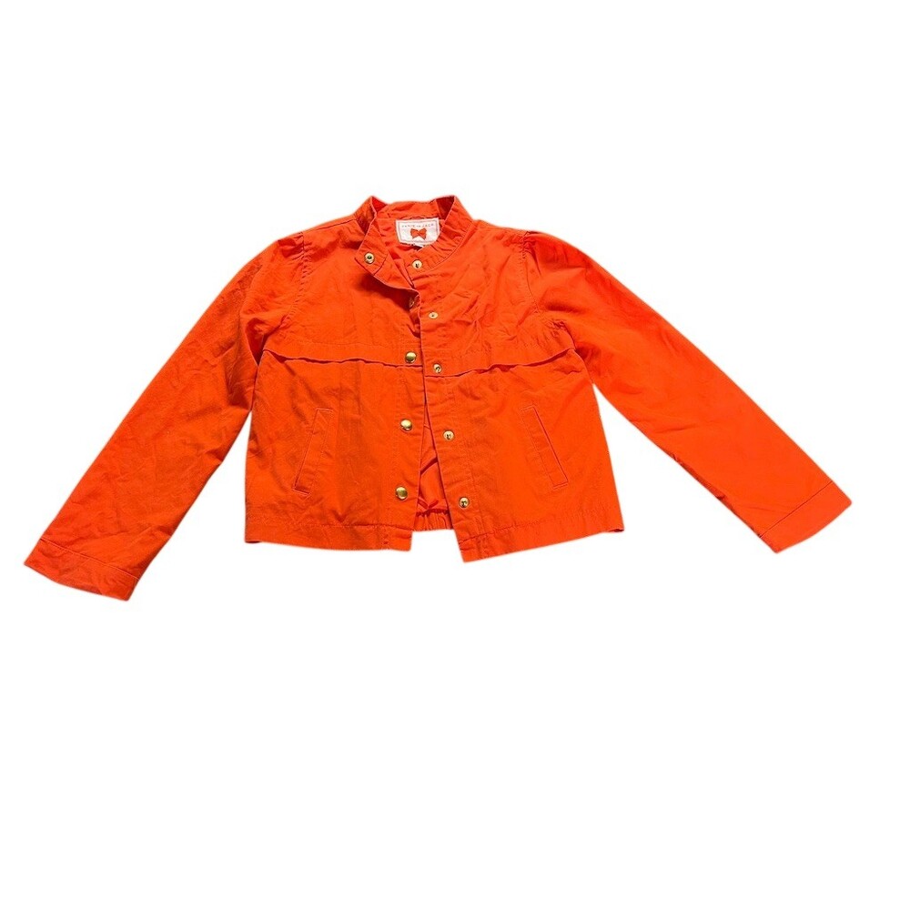 Janie and Jack Girls Utility Jacket Orange Snap Front Pockets Size 7-8